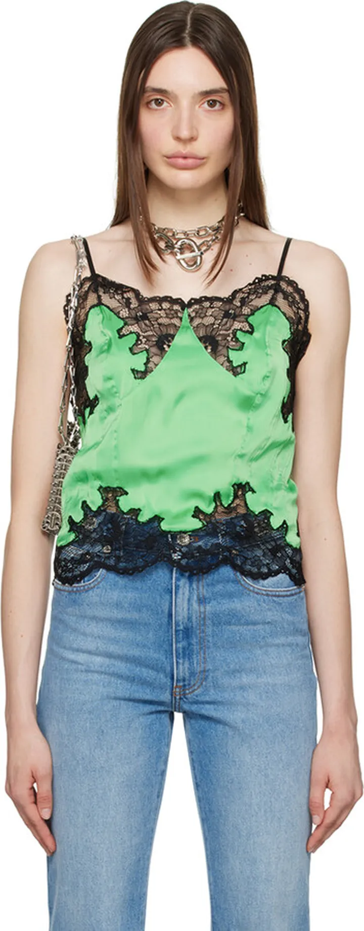 Paco Rabanne Green Paneled Camisole