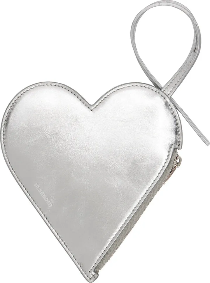 Jil Sander Silver Heart Coin Pouch