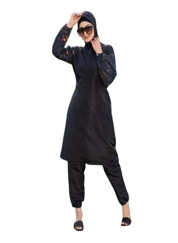 Long tunic swimpo is legitimate 3 pieces - black color