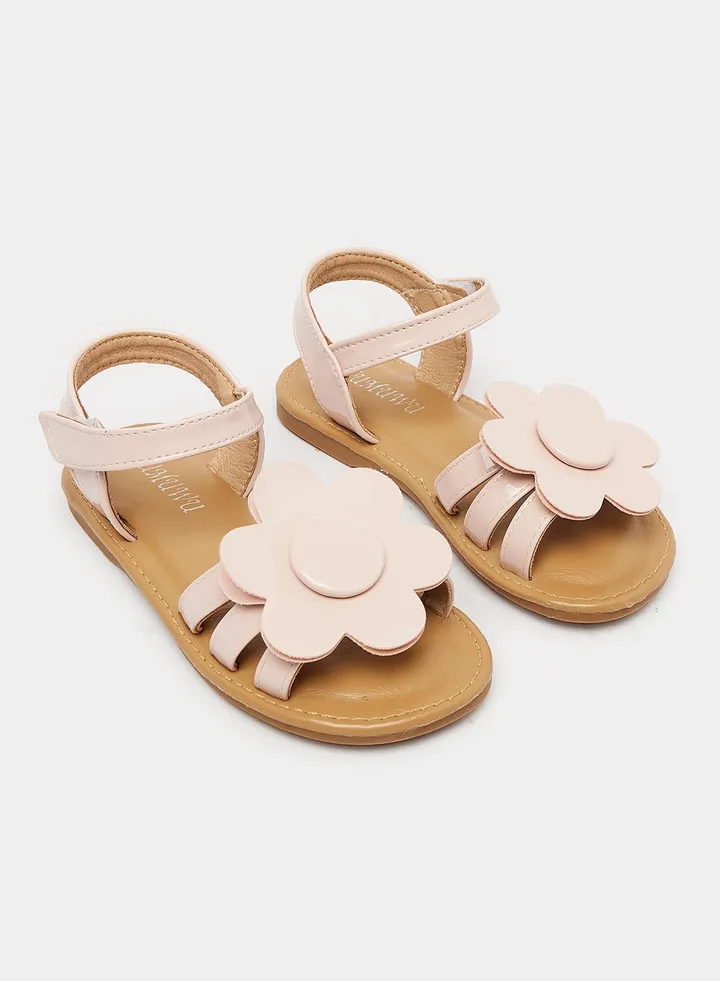 Girls pink sandals with flower decoration