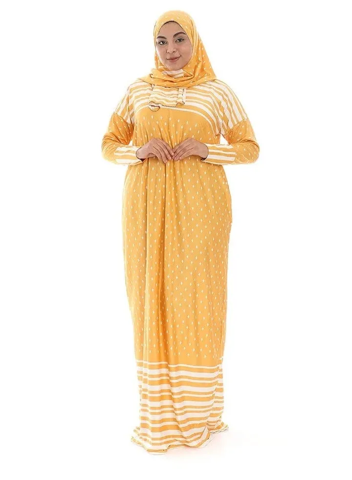 Isdal Prayer Dress for Women and Girls Yellow dotted.