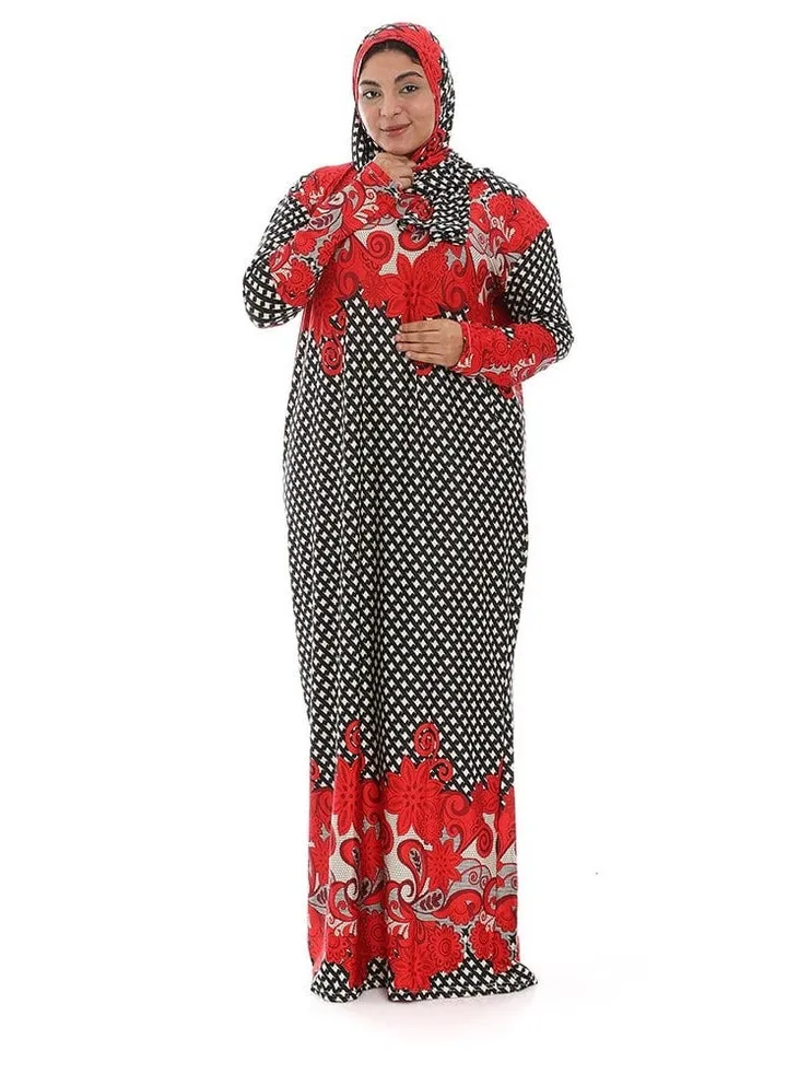 Isdal Prayer Dress for Women and Girls - Red*Black