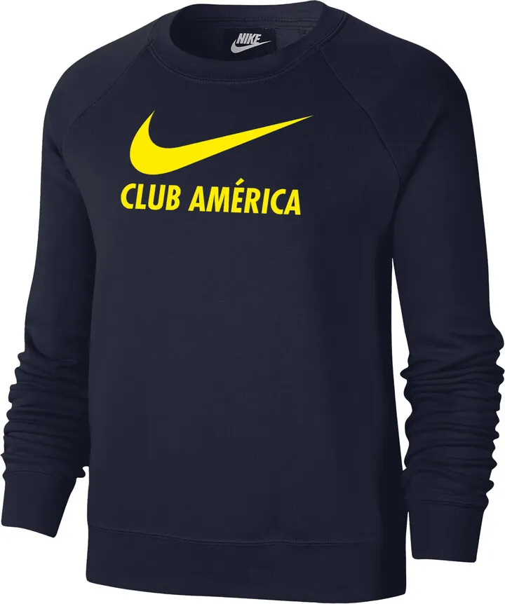 Nike Women's Club America Fleece Varsity Crew-Neck Sweatshirt in Blue