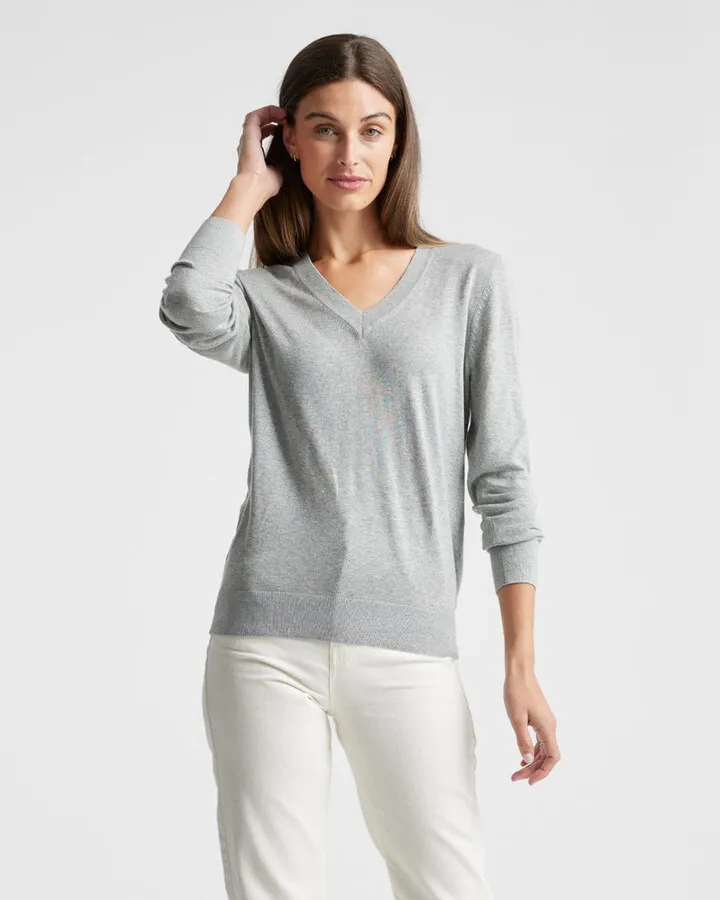 Lightweight Cotton Cashmere V-Neck Sweater