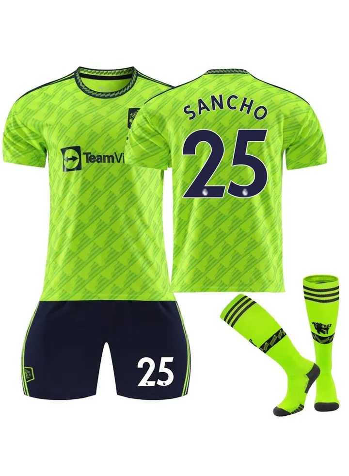 Red Devils Manchester United L 2 Away Game Fluorescent Green Ball With Socks