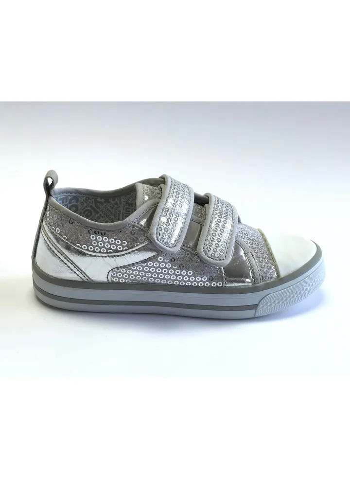 Flat Fashion Sneakers Comfort Easy Fitting Kids Shoes For Girl Silver