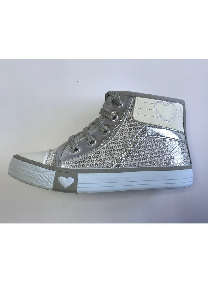 Comfortable Fashion Flat Sneakers Easy-to-Wear with Side Zipper for Girls Silver