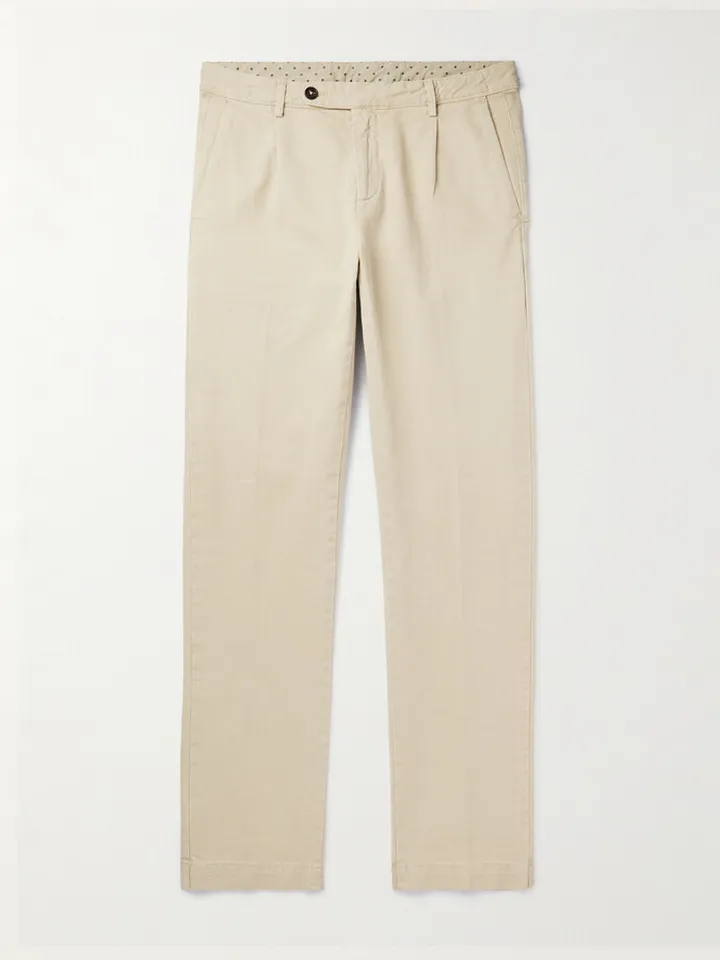 Ionio2 Straight-Leg Pleated Cotton-Gabardine Trousers