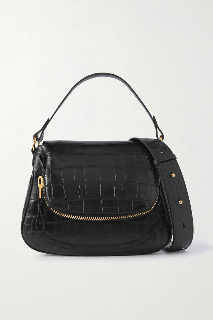 TOM FORD - Jennifer Medium Croc-effect Leather Shoulder Bag - Black