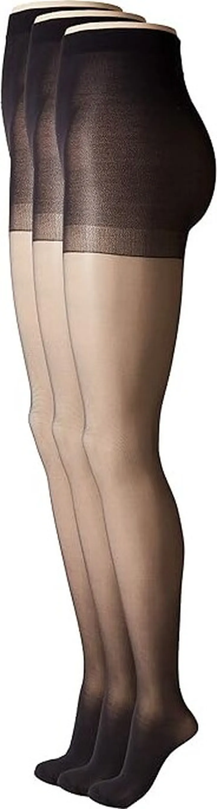 HUE Age Defiance Sheer Pantyhose with Control Top (3-Pack) (Black) Control Top Hose