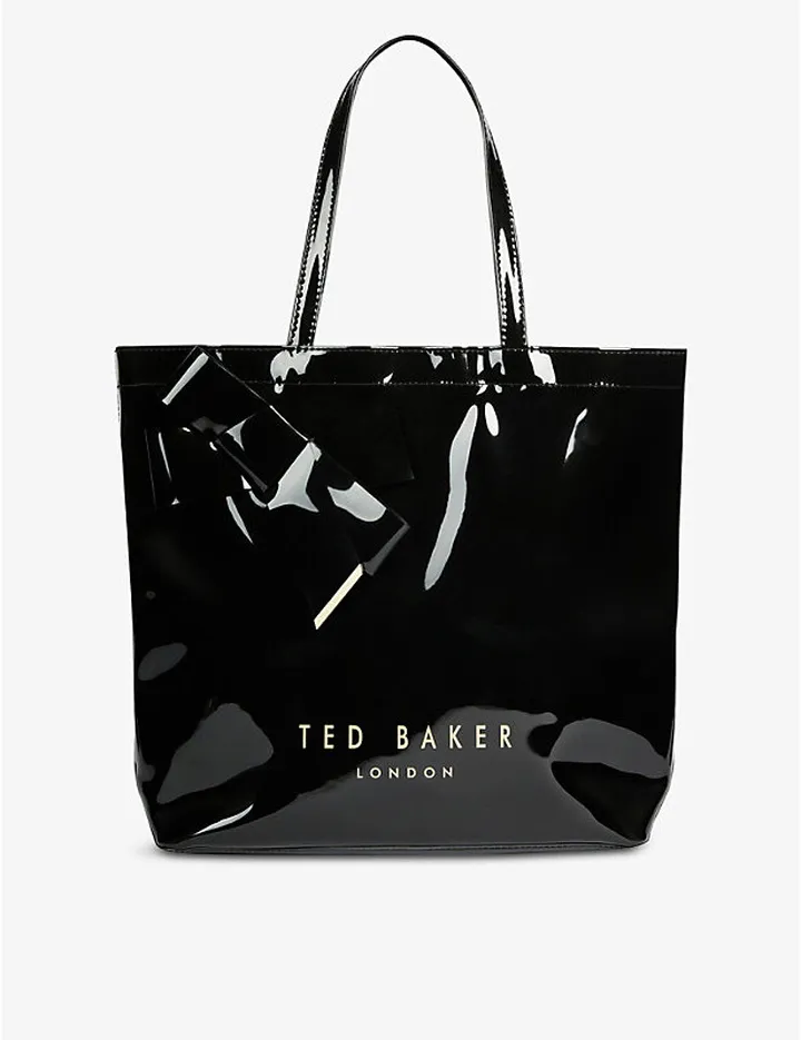 Womens Black Nicon Large Icon Vinyl Tote bag