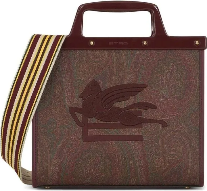 'love Trotter' Brown Shopper Bag With Ribbon Shoulder Strap And Embroidered Loo In Cotton Blend Woman