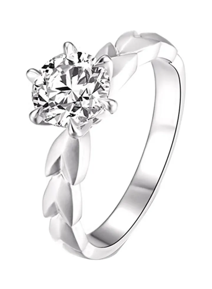 925 Silver Rhinestone Studded Ring