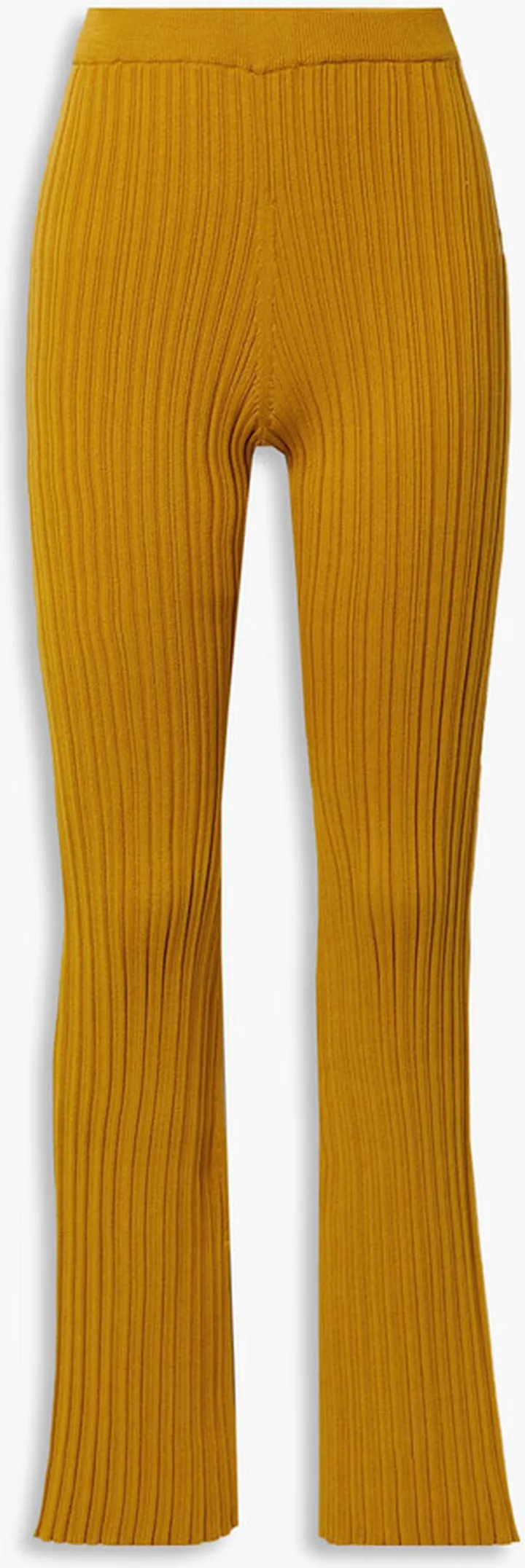 Ribbed cotton-blend flared pants