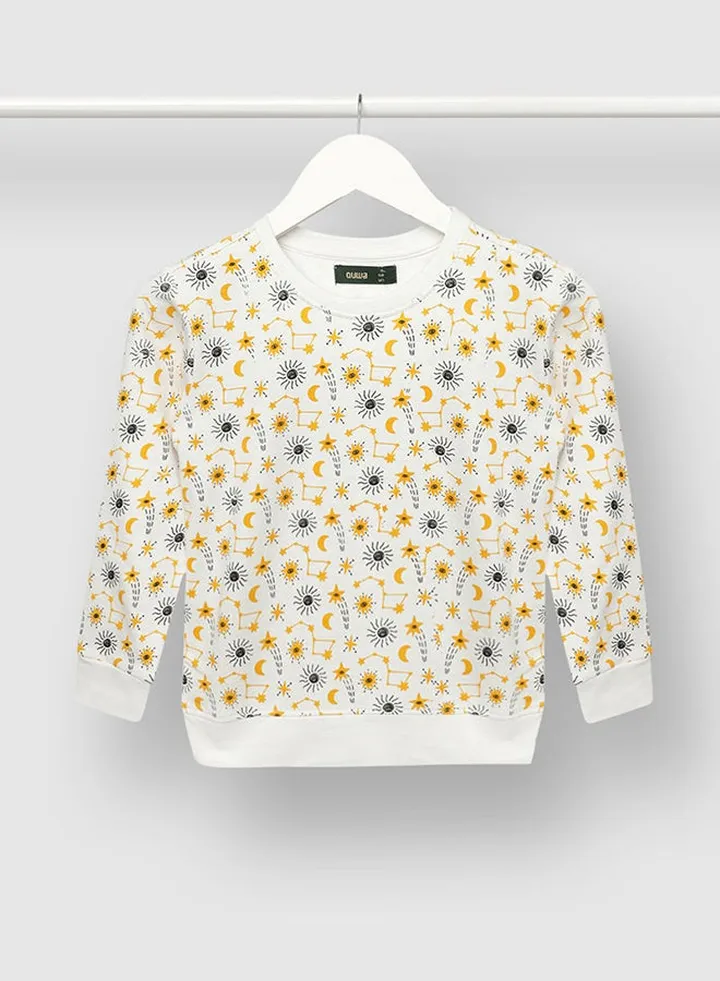 Boys All-Over Print Sweatshirt Yellow/White/Black
