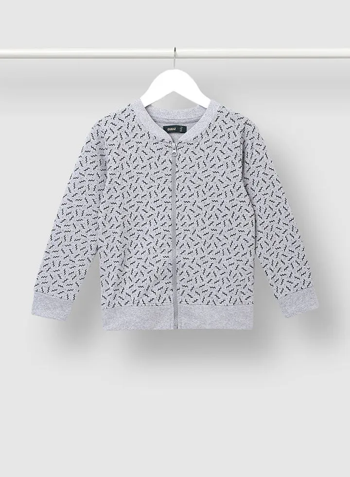 Boys All-Over Print Zip-Up Jacket Gray/Black