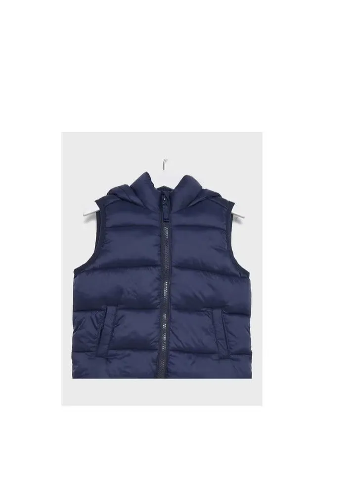Kids Puffer Hooded Gilet Navy