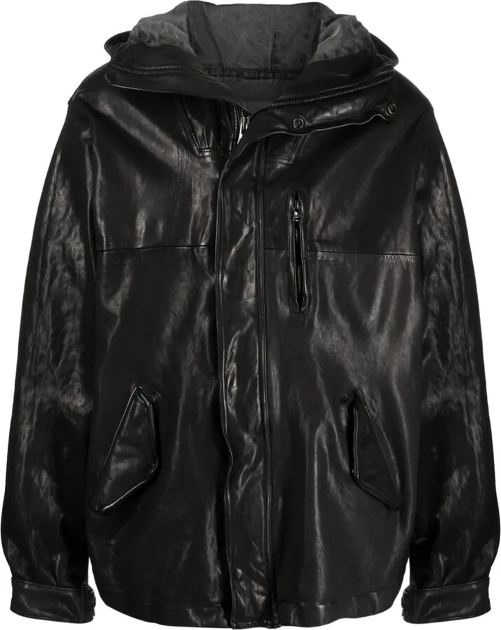 High-Shine Finish Leather Jacket