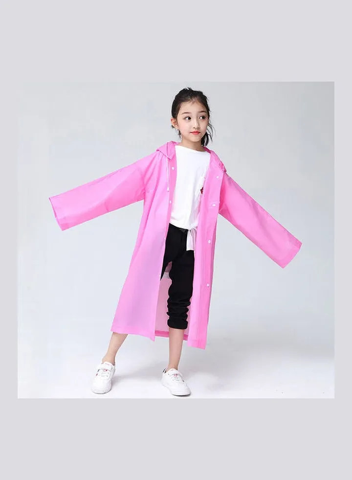 Kids Thick Reusable Hooded Raincoat Pink