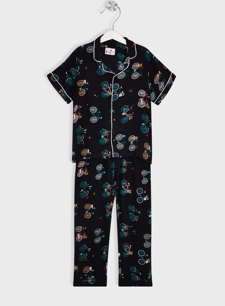 Girls Printed Long Sleeve Pajama Sets
