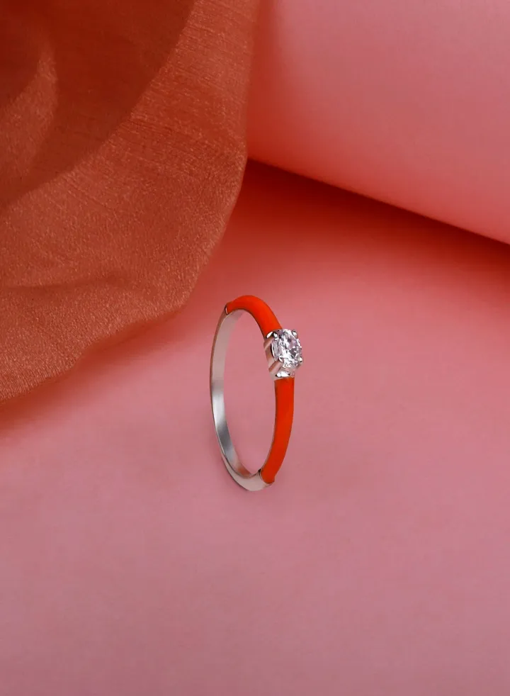 Orange Band Love In 925 Sterling Silver
