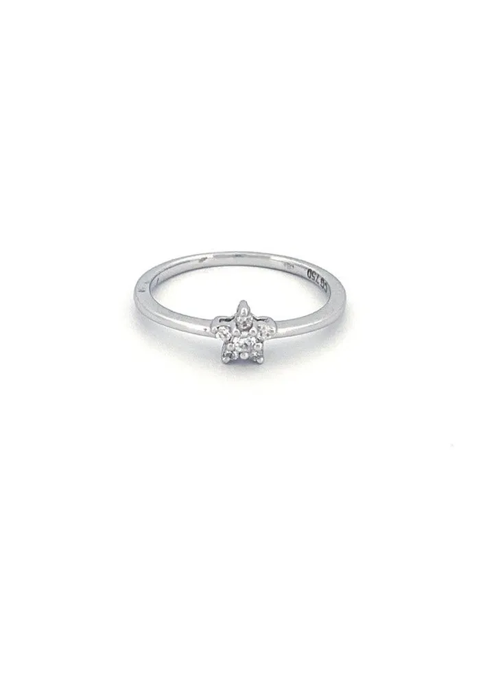 Capri Gold Diamond's star Ring in 18K White Gold, 10 US
