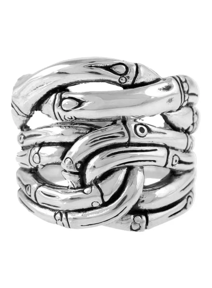 Sterling Silver Bamboo Ring for Women Size 7