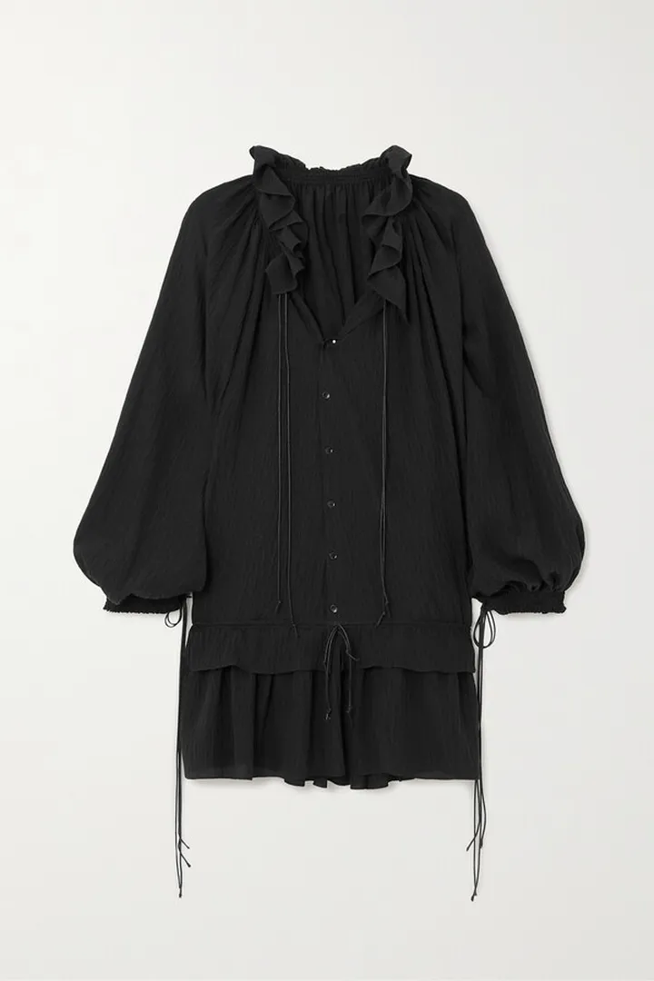 Petar Petrov - Atel Ruffled Silk-crepon Midi Dress - Black