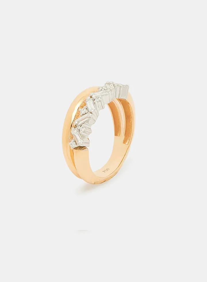 18Kt Rose Gold Ring Studded with Natural Diamonds