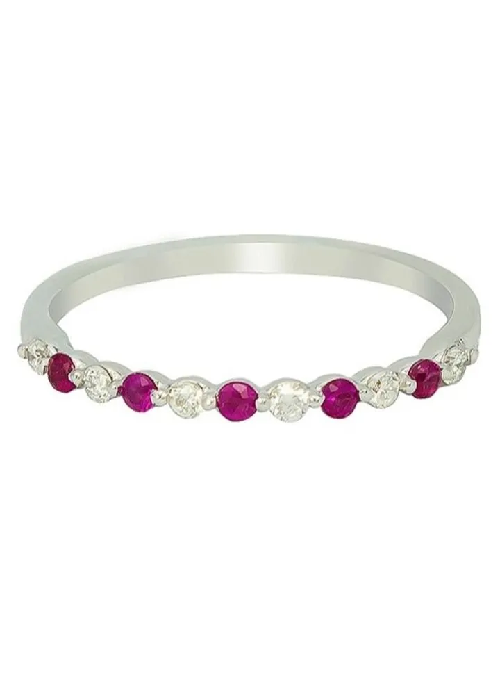 Capri Gold Ruby Diamond Pave Ring in 18K Rose Gold, 9 US