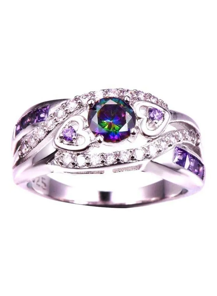 925 Sterling Silver Stone Studded Wedding Ring