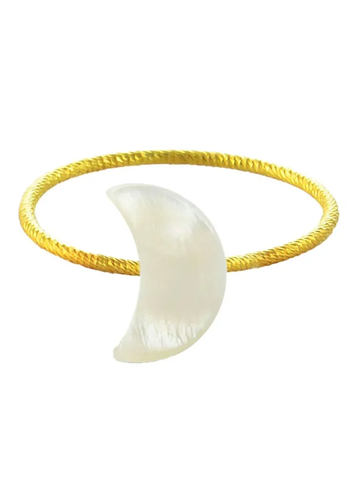 10k Gold Small Crescent Shape Mother Of Pearl Ring
