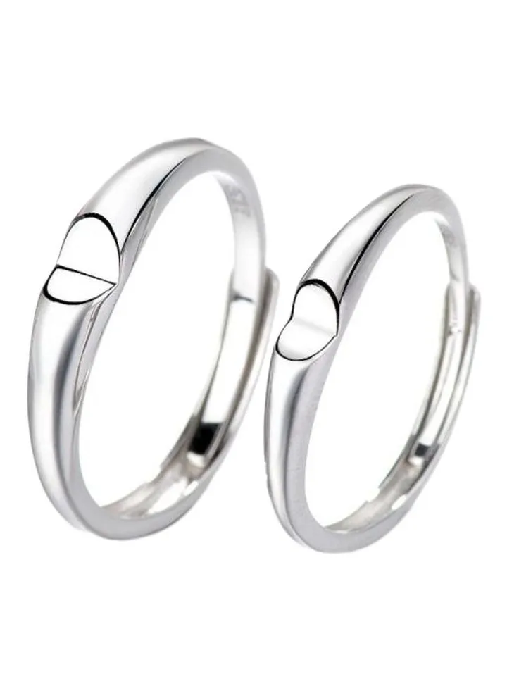 925 Sterling Silver Heart Shaped Couple Ring