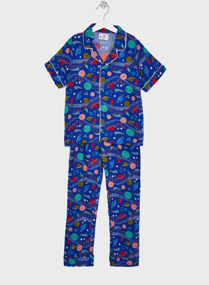 Girls Printed Long Sleeve Pajama Sets