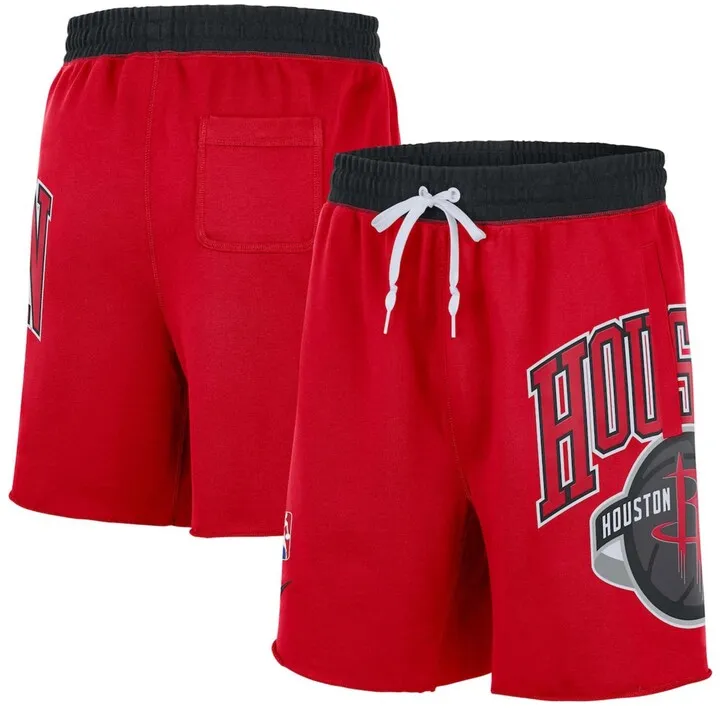Men's Red Houston Rockets 75th Anniversary Courtside Fleece Shorts