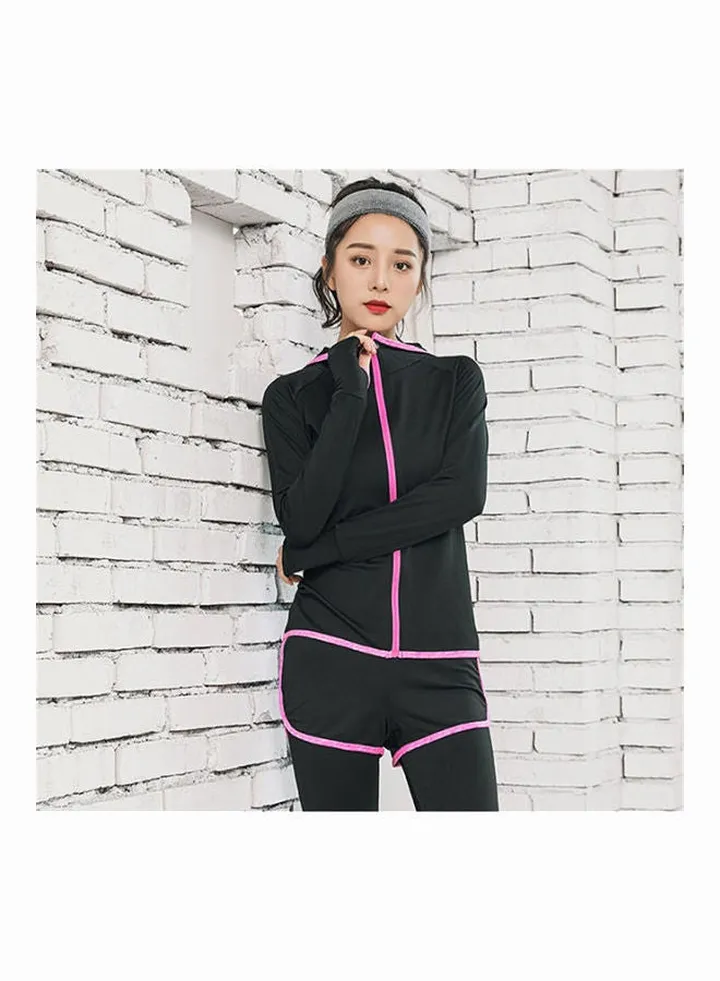 5-piece Women's Sportswear Yoga Clothing Suit Set Pink/Black pink