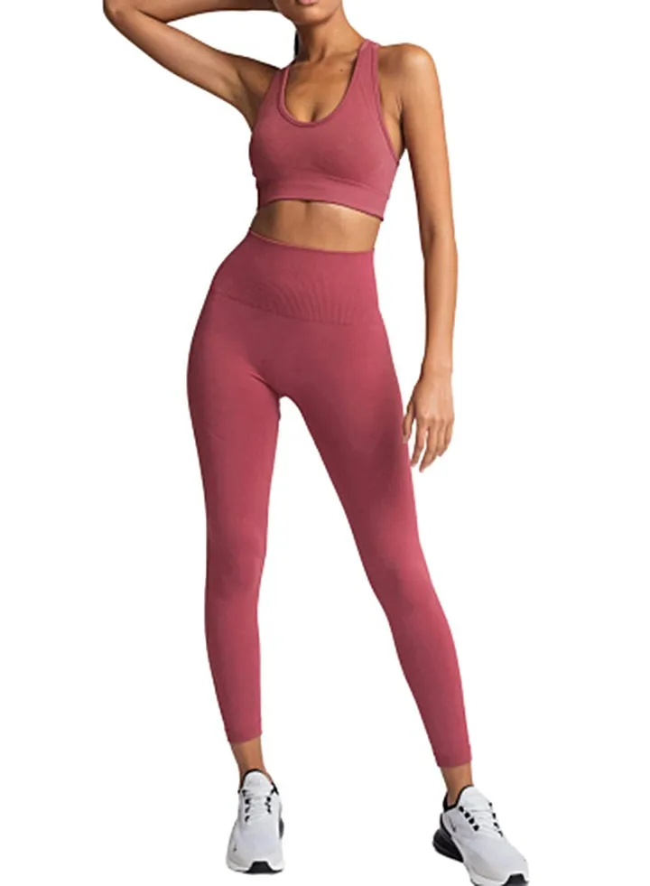 Solid Sports Suit Set Pink
