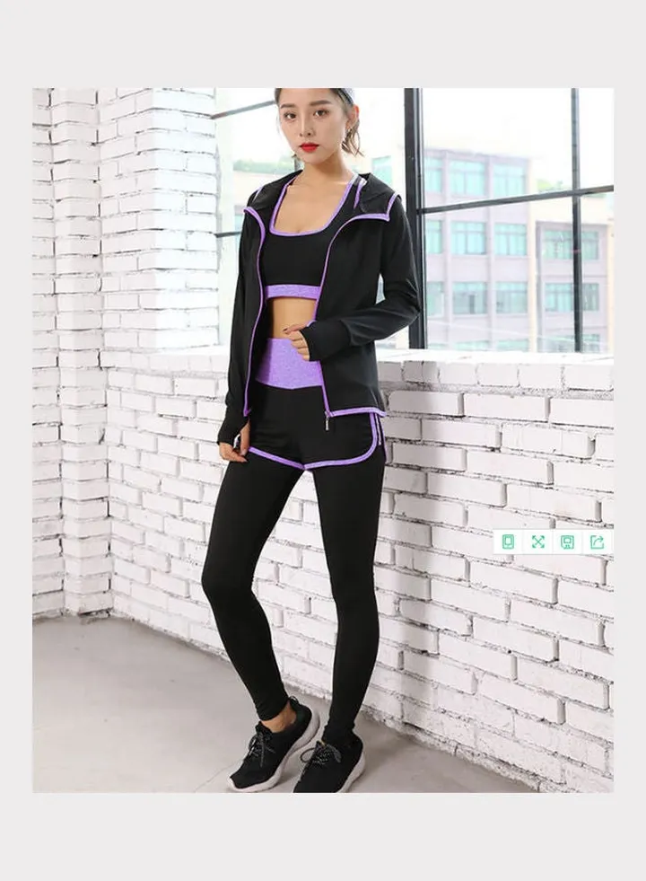 5-Piece Long Sleeve Yoga Suit purple