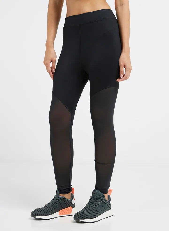 Skinny High-Rise Mesh Leggings Black