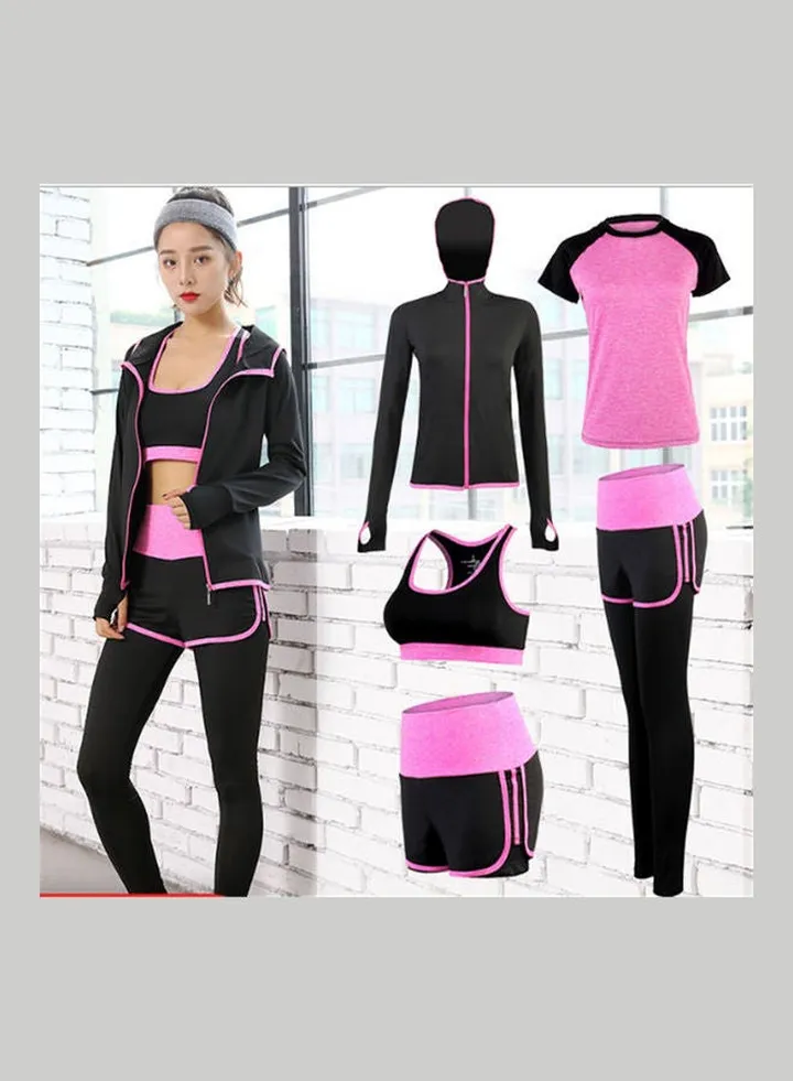 5-Piece Sportswear Yoga Clothing Set pink