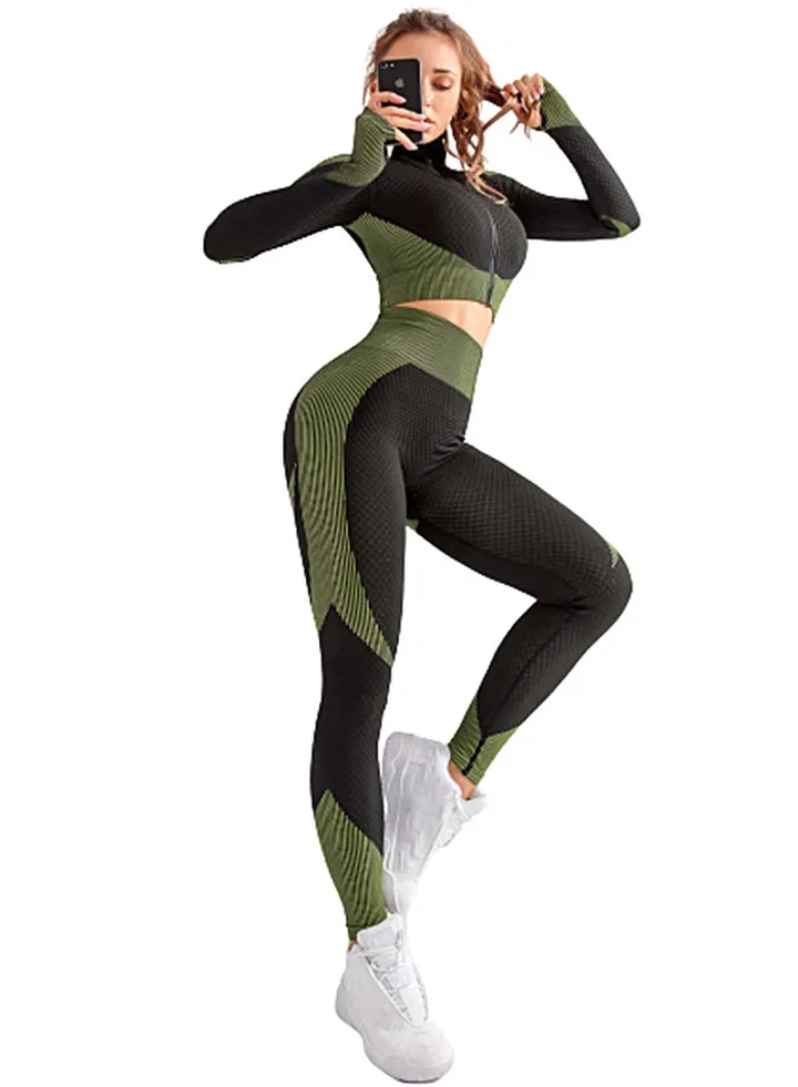 Stripe Detail Sports Suit Green