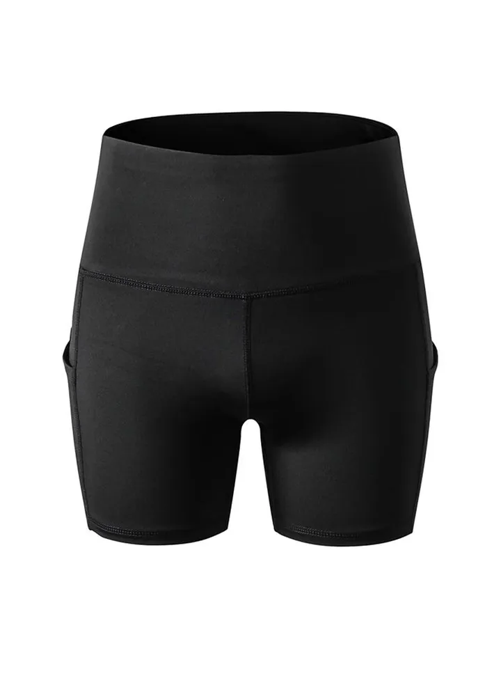 Stretchable High Waist Yoga Short Pants Black