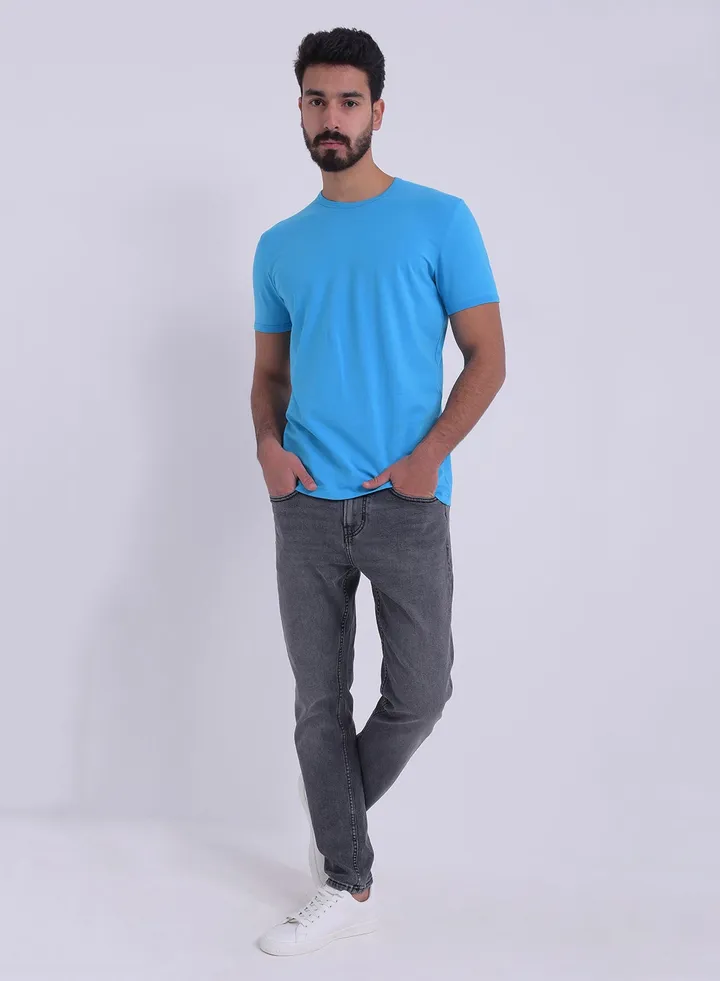 Short Sleeve Round Neck T-shirt Turquoise