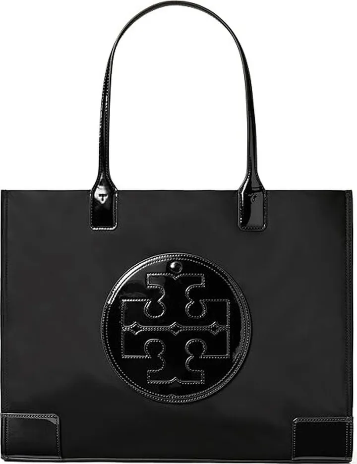 Tory Burch Ella Patent Tote (Black) Tote Handbags