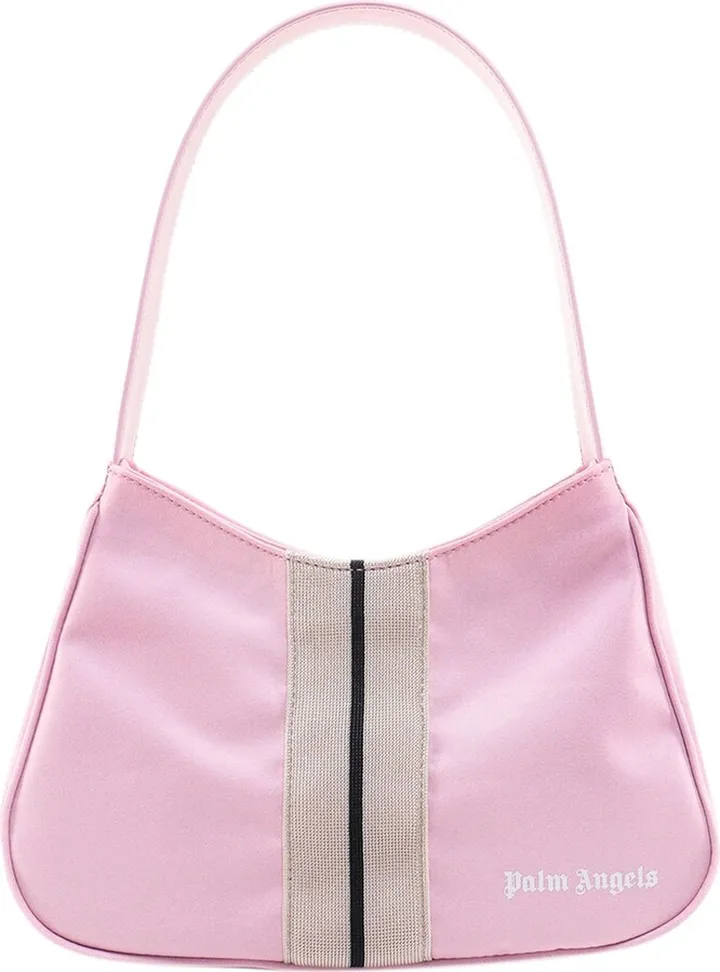 Nylon shoulder bag with iconic frontal band