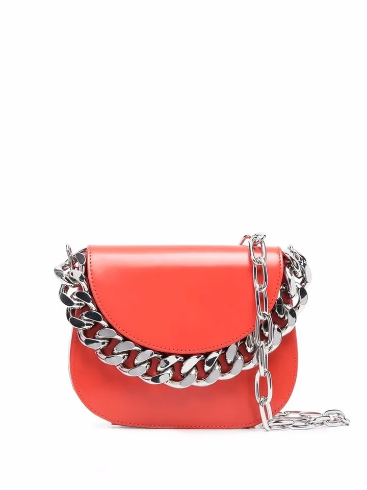 Chain-Link Saddle Crossbody Bag