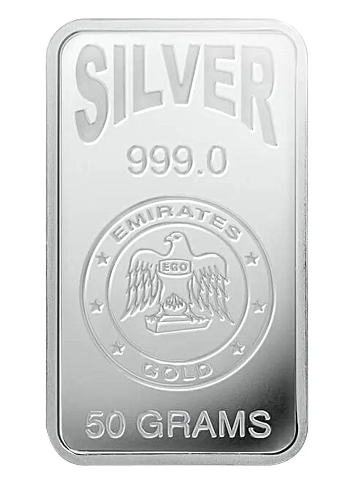 Emirates 50g Pure Silver Bar 999 - 50 Grams