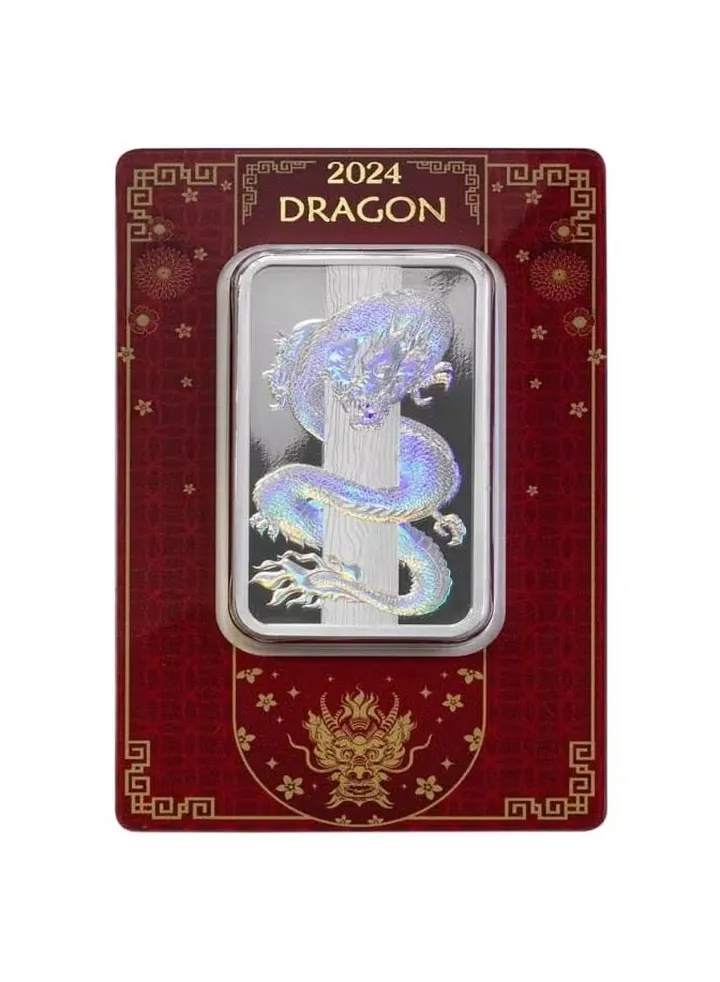 PAMP Suisse Lunar Hologram Dragon Silver 50 gram Bar