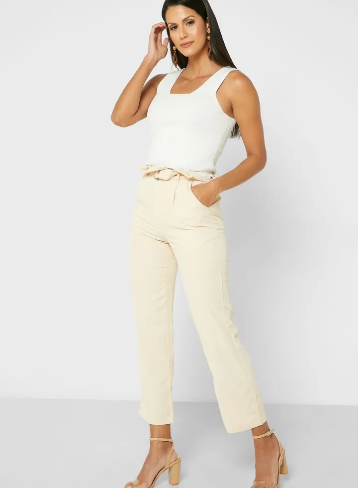Belted High Waist Pants