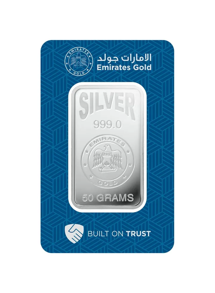 Emirates 50g Pure Silver Bar 999 - 50 Grams
